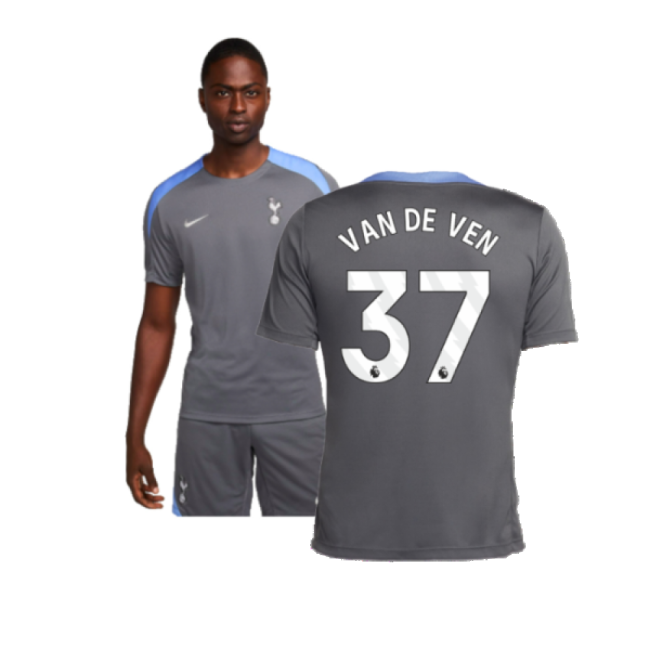 2024-2025 Tottenham Dri-Fit Strike Training Shirt (Dark Grey) (Van De Ven 37)-Football Jersey Hub