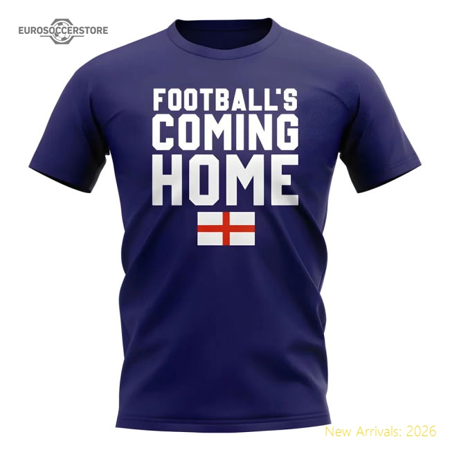 England Footballs Coming Home T-Shirt (Flag/Navy)-Football Jersey Hub