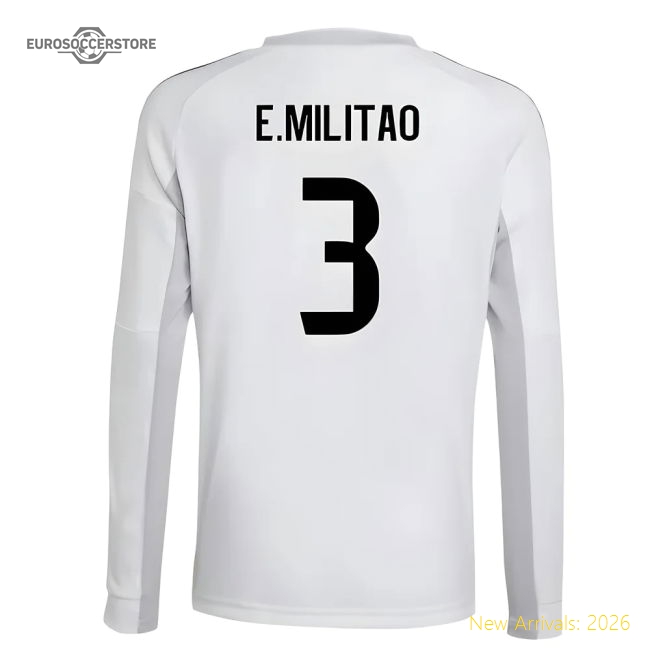 2025-2026 Real Madrid Long Sleeve Home Shirt (Kids) (E.Militao 3)-Football Jersey Hub