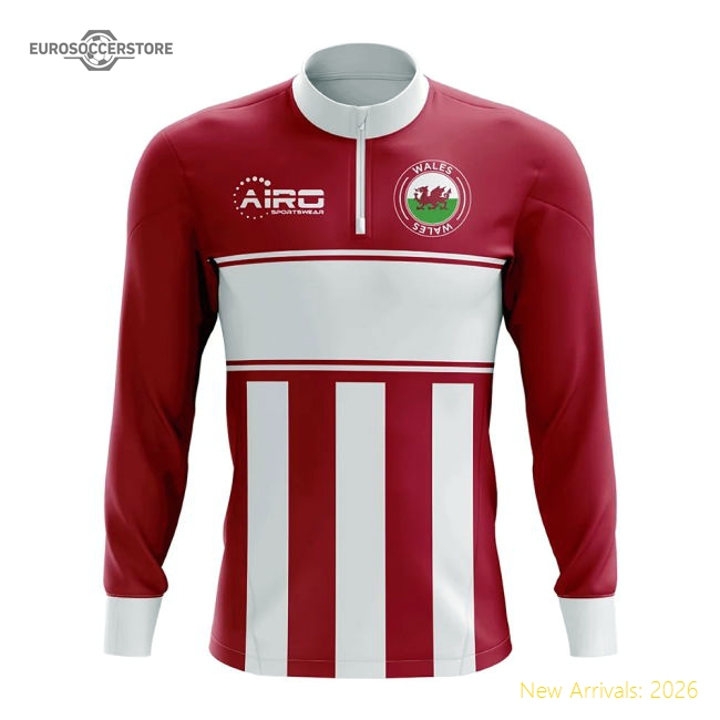 Wales Concept Football Half Zip Midlayer Top (Red-White)-Football Jersey Hub