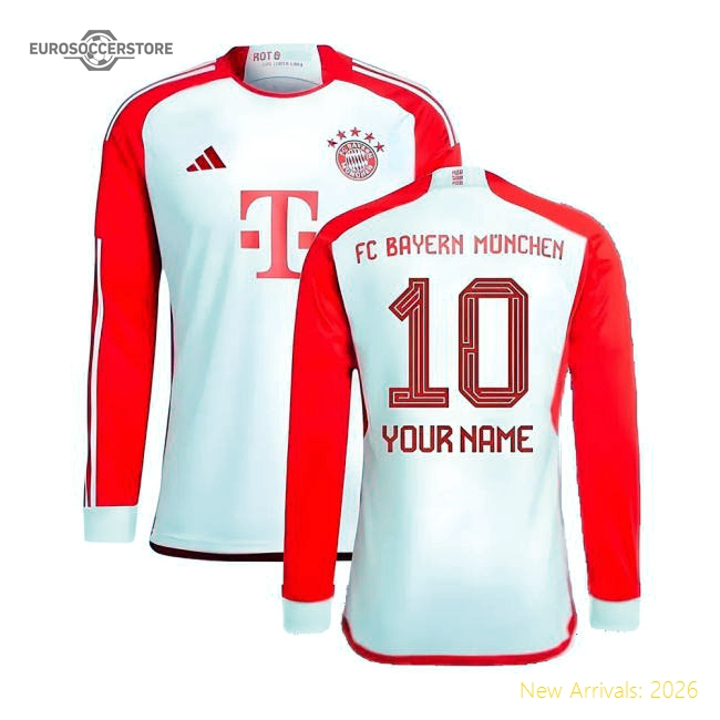 2023-2024 Bayern Munich Long Sleeve Home Shirt (Your Name)-Football Jersey Hub