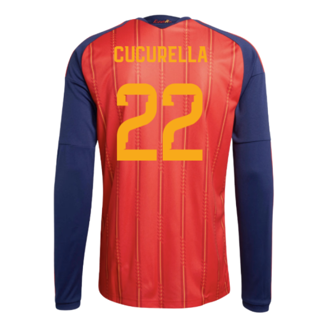2026-2027 Spain Long Sleeve Home Shirt (Cucurella 22)-Football Jersey Hub