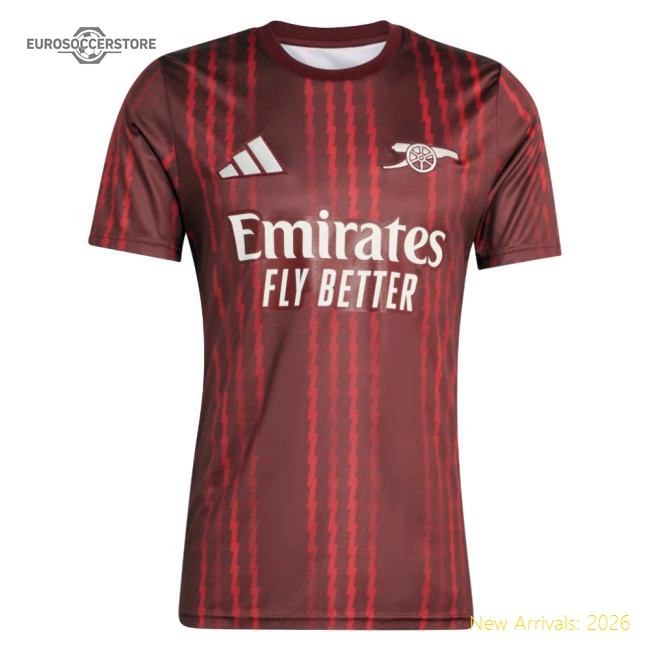 2025-2026 Arsenal Pre-Match Warm Up Shirt (Burgundy)-Football Jersey Hub