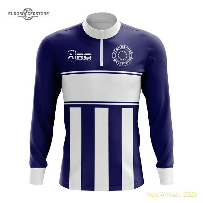 Cook Islands Concept Football Half Zip Midlayer Top (Navy-White)-Football Jersey Hub