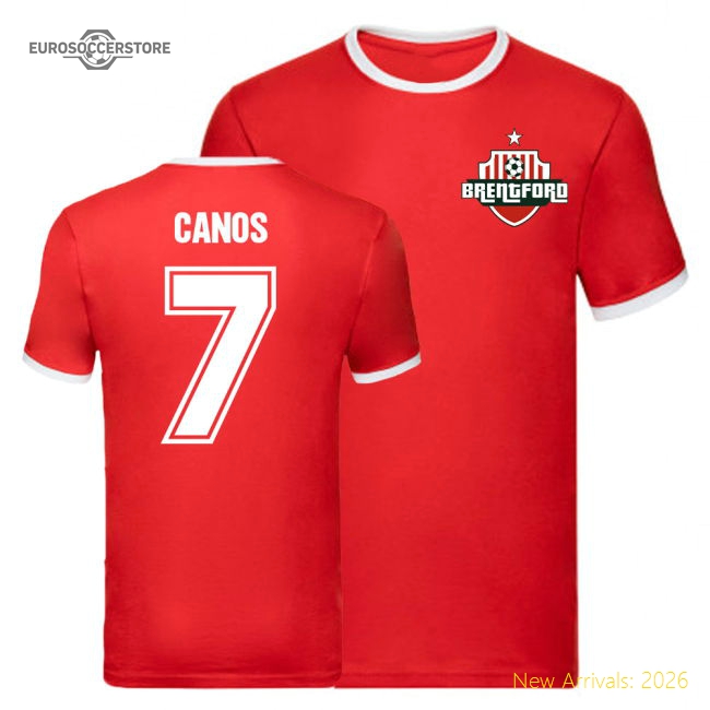 Sergi Canos Brentford Ringer Tee (Red)-Football Jersey Hub