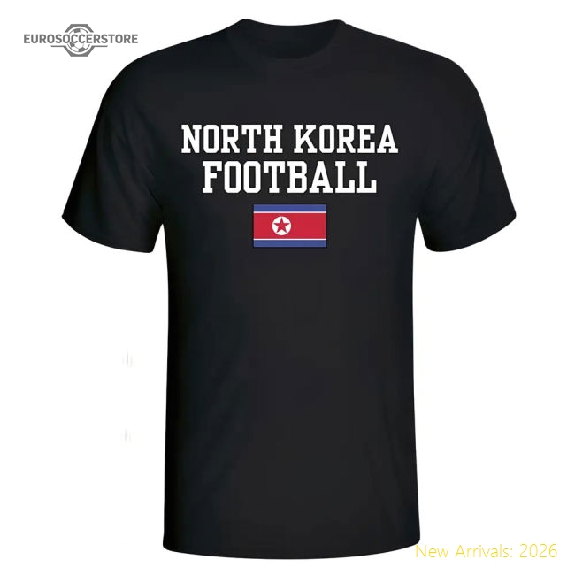 North Korea Football T-Shirt - Black-Football Jersey Hub