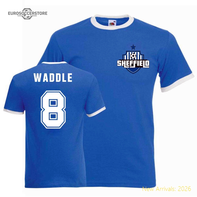Chris Waddle Sheffield Wednesday Ringer Tee (blue)-Football Jersey Hub