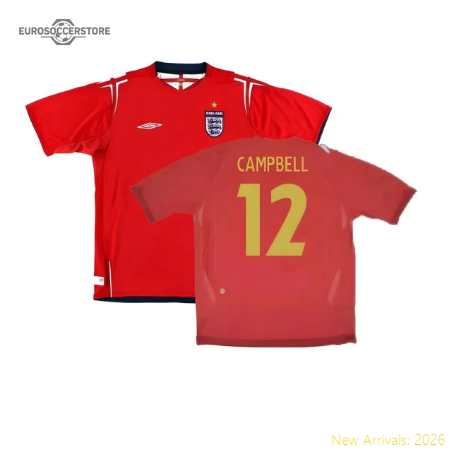 England 2006-08 Away Shirt (XLB 158cm) (Excellent) (CAMPBELL 12)-Football Jersey Hub