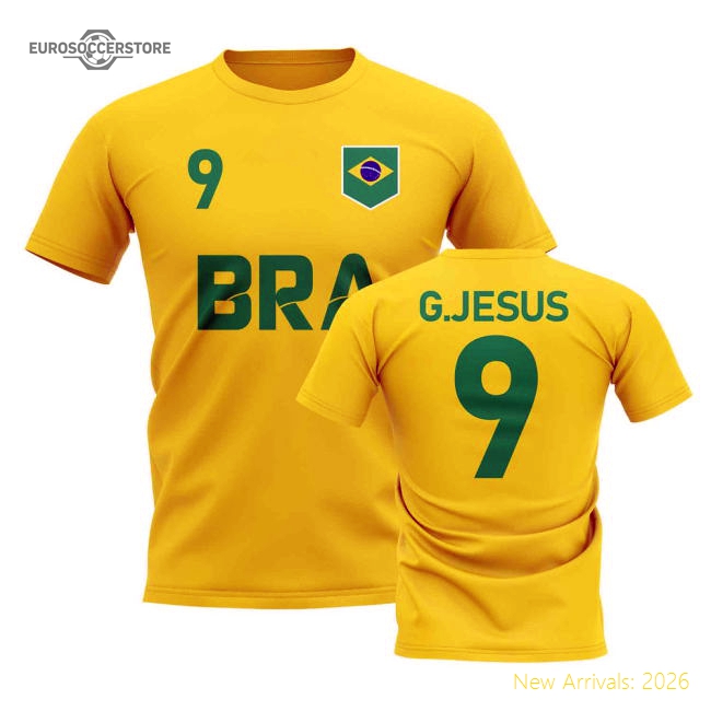 Gabriel Jesus Country Code Hero T-Shirt (Yellow)-Football Jersey Hub