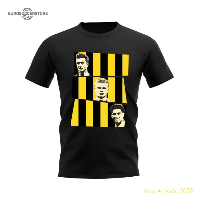 Reus Haaland Bellingham Borussia Dortmund Trio T-Shirt (Black)-Football Jersey Hub
