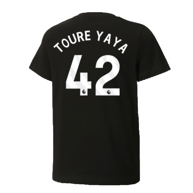 2024-2025 Man City ftblCulture Tee (Black) - Kids (Toure Yaya 42)-Football Jersey Hub