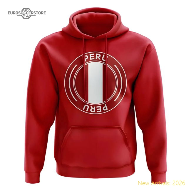 Peru Football Badge Hoodie (Red)-Football Jersey Hub