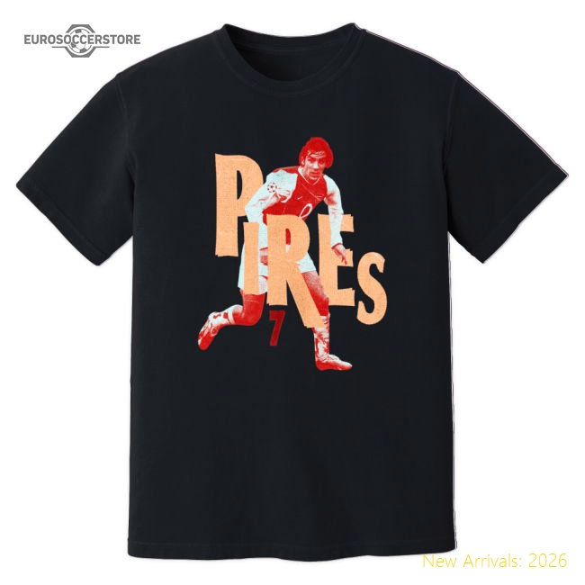 Robert Pires Arsenal Premier League Legend T-Shirt (Black)-Football Jersey Hub