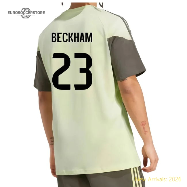 2025-2026 Real Madrid Training Tee (Almost Lime) (Beckham 23)-Football Jersey Hub