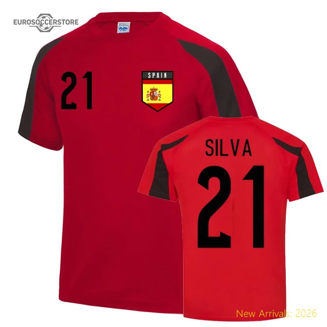 David Silva Spain Sports Training Jersey (Red-Black)-Football Jersey Hub