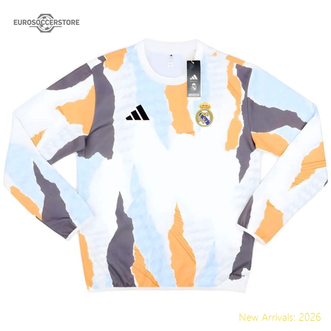 2024-2025 Real Madrid Pre-Match Warm Top (White)-Football Jersey Hub
