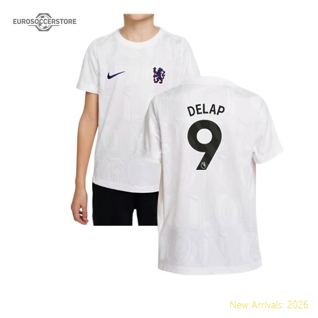 2025-2026 Chelsea Pre-Match Shirt (White) - Kids (Delap 9)-Football Jersey Hub