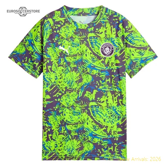 2025-2026 Man City Warm Up Jersey (Pro Green) - Kids-Football Jersey Hub