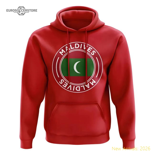 Maldives Football Badge Hoodie (Red)-Football Jersey Hub