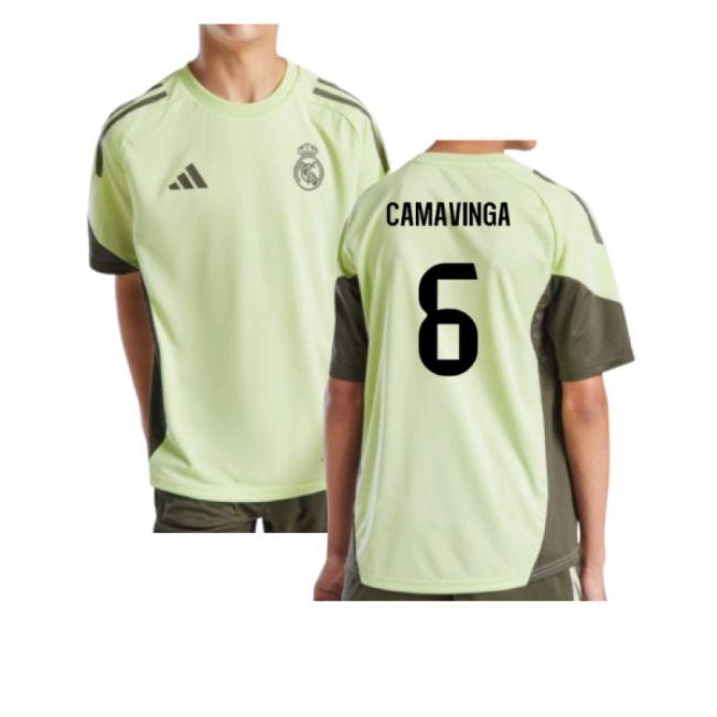 2025-2026 Real Madrid Training Jersey (Almost Lime) - Kids (Camavinga 6)-Football Jersey Hub