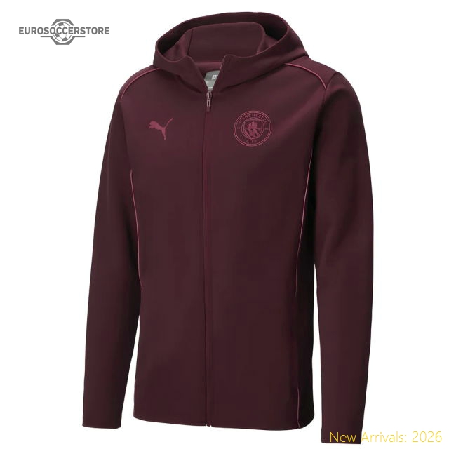 2024-2025 Man City Casuals Hooded Jacket (Dark Jasper)-Football Jersey Hub