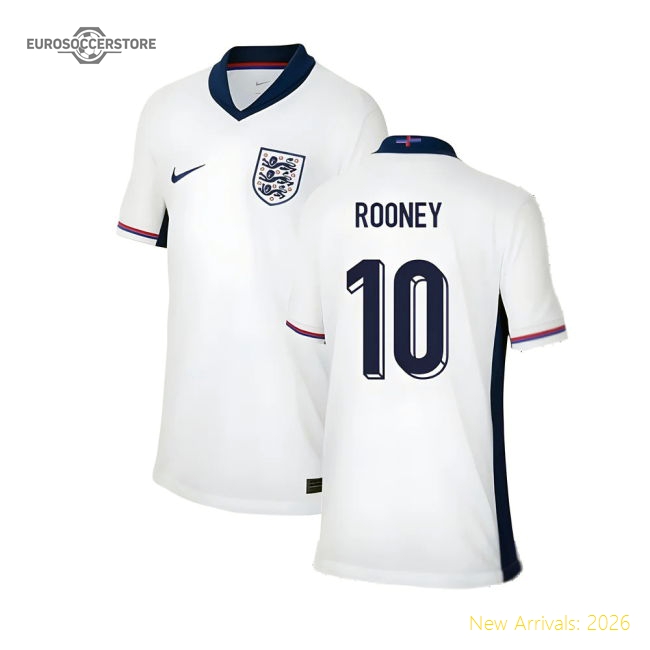 2024-2025 England Home Shirt (Kids) (Rooney 10)-Football Jersey Hub