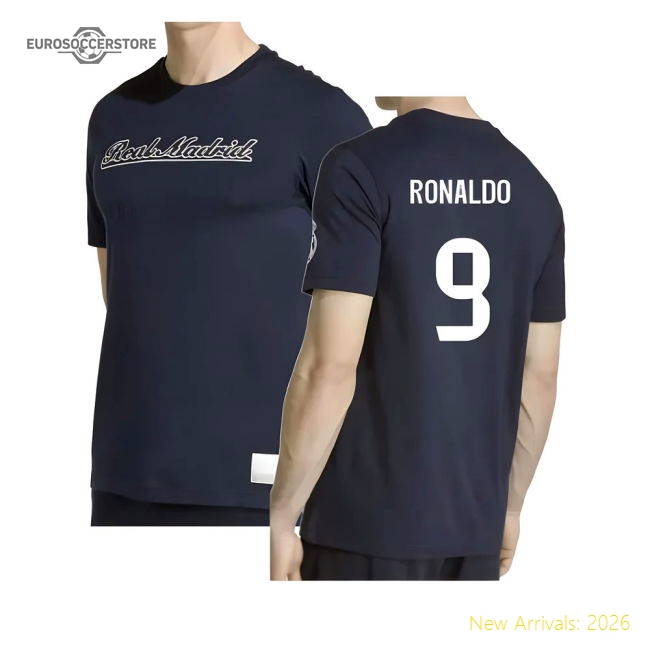 2025-2026 Real Madrid US Tee (Navy) (Ronaldo 9)-Football Jersey Hub