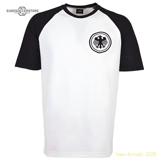 Germany Raglan Sleeve White/Black Retro T-Shirt-Football Jersey Hub