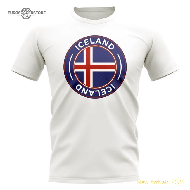 Iceland Football Badge T-Shirt (White)-Football Jersey Hub