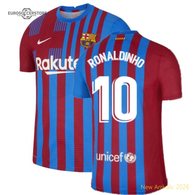 2021-2022 Barcelona Vapor Match Home Shirt (RONALDINHO 10)-Football Jersey Hub