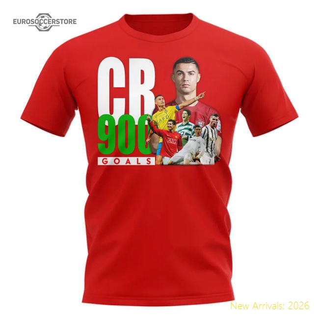 Cristiano Ronaldo 900 Goals T-Shirt (Red)-Football Jersey Hub