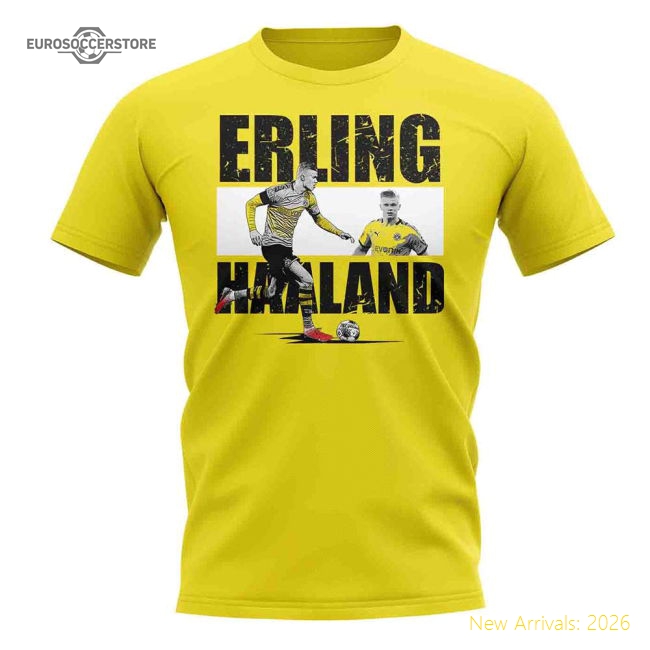 Erling Haaland Player Collage T-Shirt (Yellow)-Football Jersey Hub