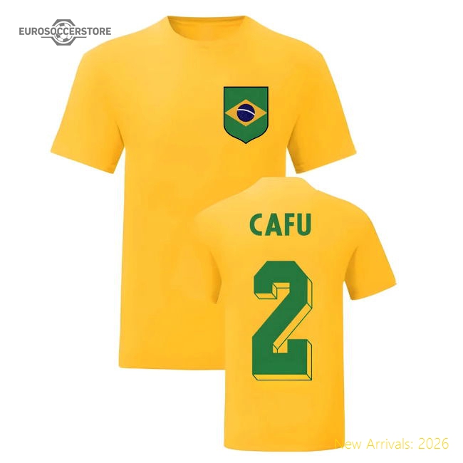 Cafu Brazil National Hero Tee\'s (Yellow)-Football Jersey Hub
