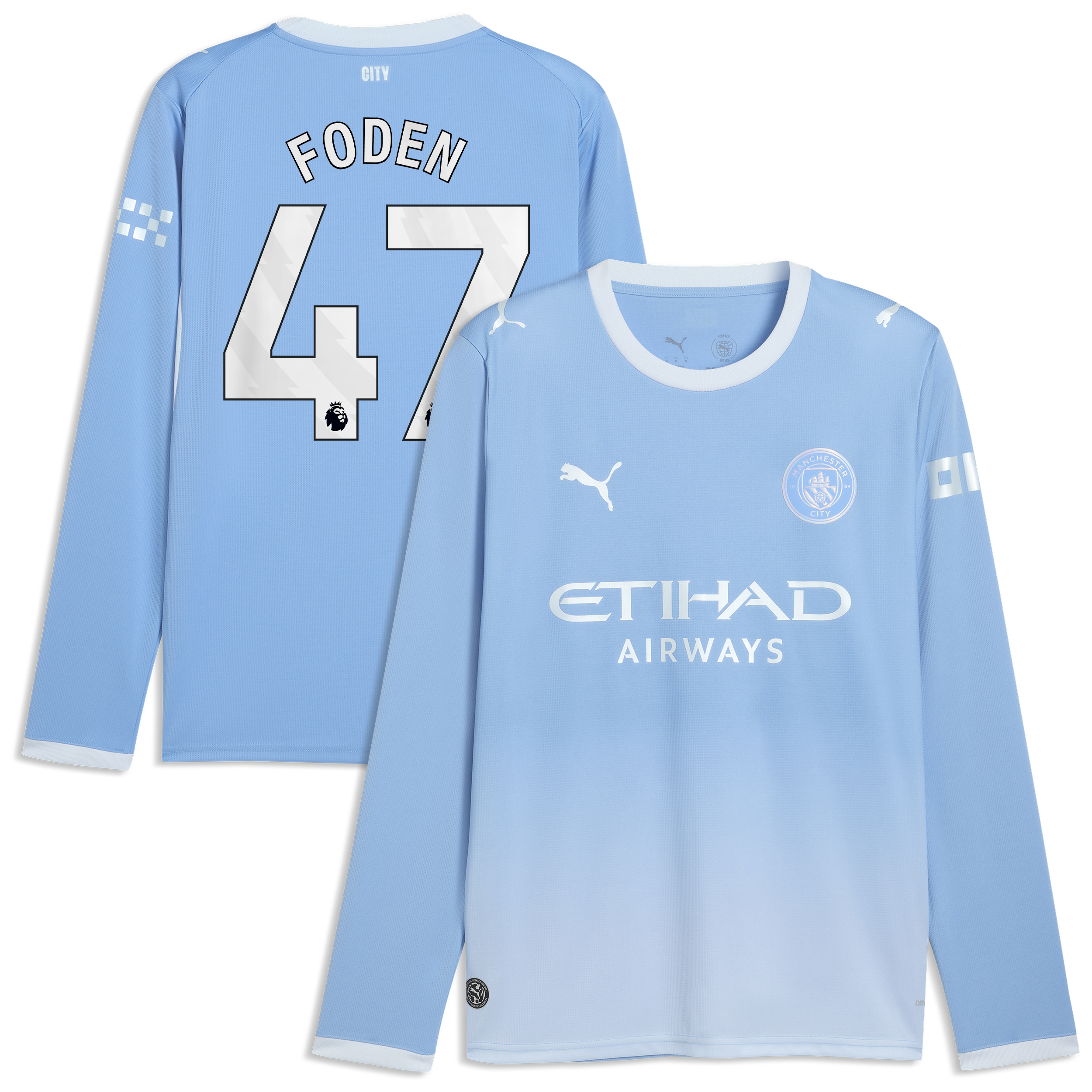 Women's Phil Foden #47 Manchester City 2026/27 Home Replica Long Sleeve Jersey - Light Blue | Football Jersey Hub