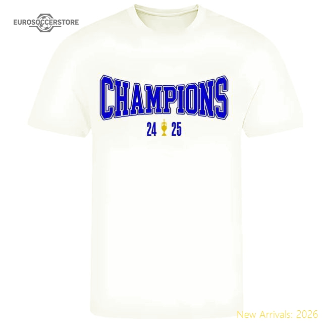 Leeds United 2024-25 Champions T-Shirt (White)-Football Jersey Hub