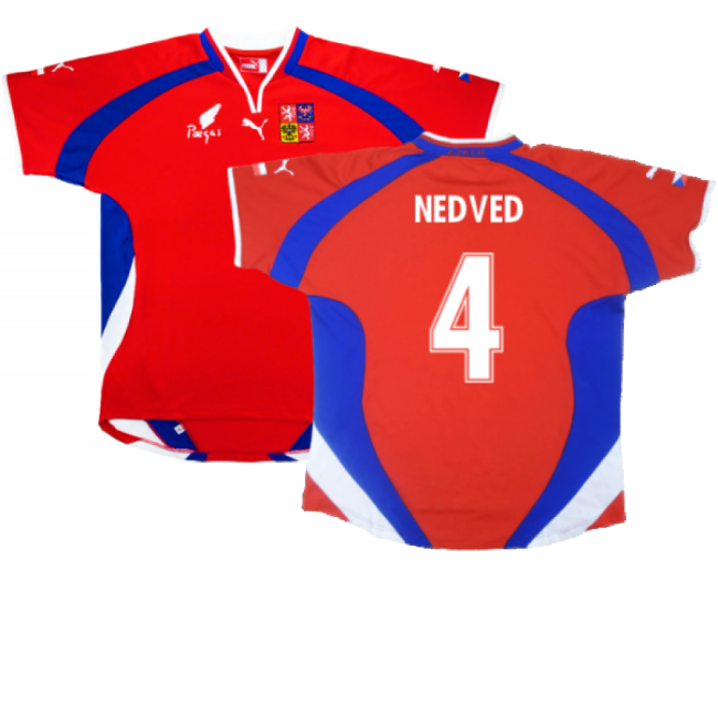 Czech Republic 2000-02 Home Shirt ((Very Good) L) (Nedved 4)-Football Jersey Hub