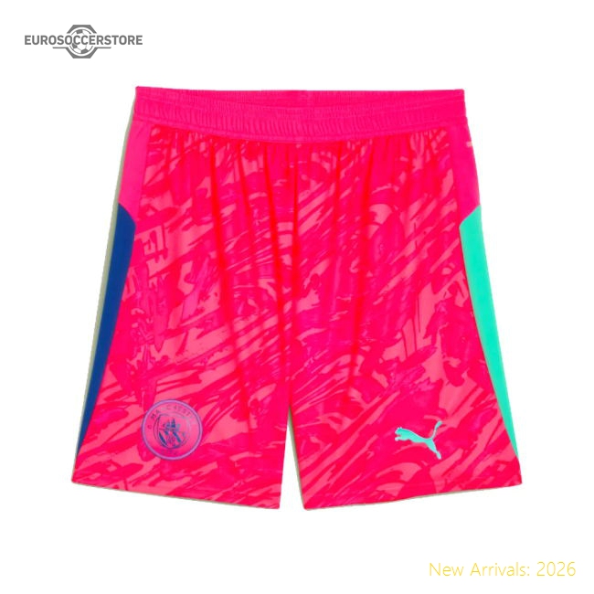2025-2026 Man City Goalkeeper Home Shorts (Pink)-Football Jersey Hub