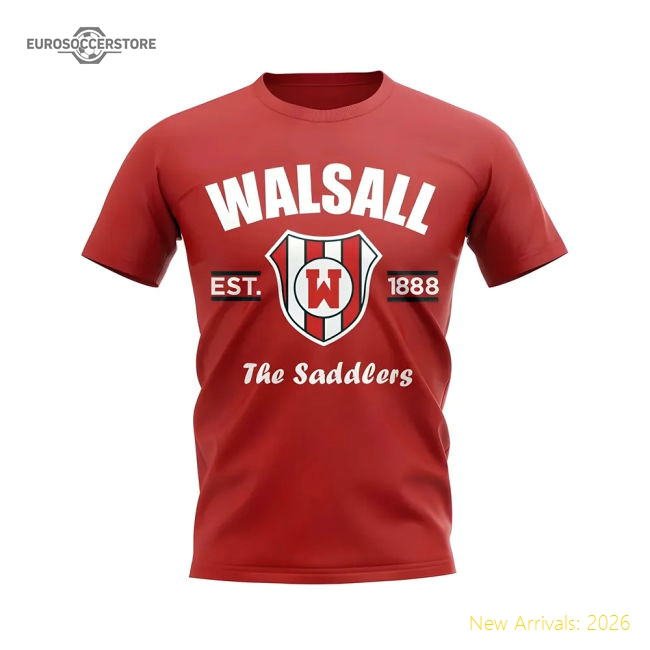 Walsall Established Football T-Shirt (Red)-Football Jersey Hub