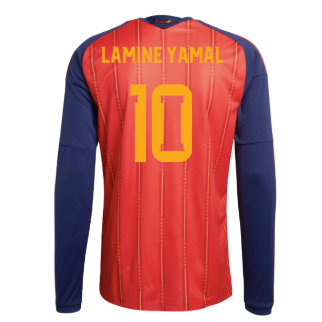 2026-2027 Spain Long Sleeve Home Shirt (Lamine Yamal 10)-Football Jersey Hub