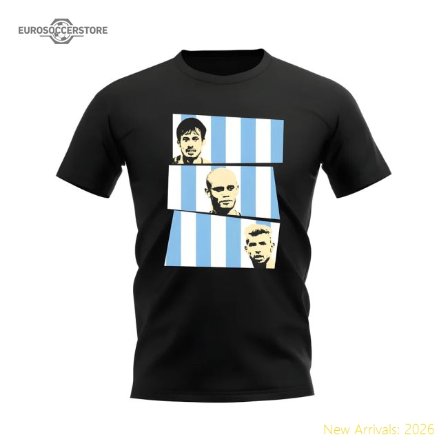 Silva Kompany Aguero Manchester City Trio T-Shirt (Black)-Football Jersey Hub
