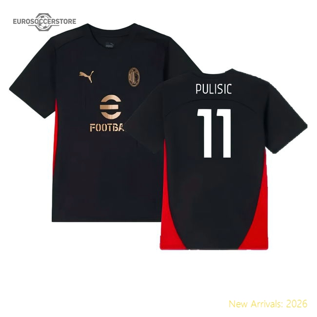 2024-2025 AC Milan Training Shirt (Black) - Kids (Pulisic 11)-Football Jersey Hub