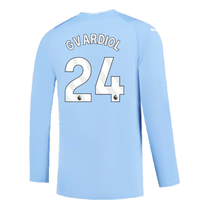 Manchester City 2023-2024 Puma Home Long Sleeved Shirt (S) (Good) (Gvardiol 24)-Football Jersey Hub