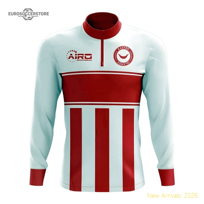 Easter Island Concept Football Half Zip Midlayer Top (White-Red)-Football Jersey Hub
