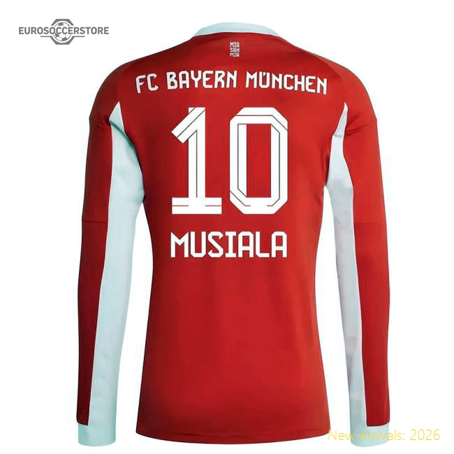 2025-2026 Bayern Munich Long Sleeve Home Shirt (Musiala 10)-Football Jersey Hub