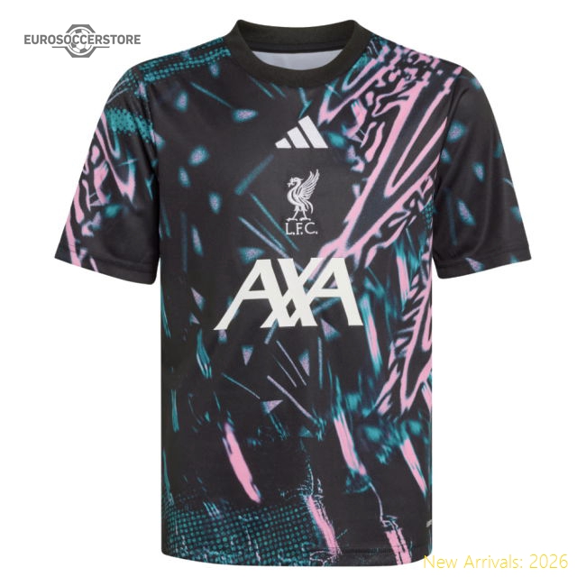 2025-2026 Liverpool Pre Match Shirt (Black) - Kids (Your Name)-Football Jersey Hub