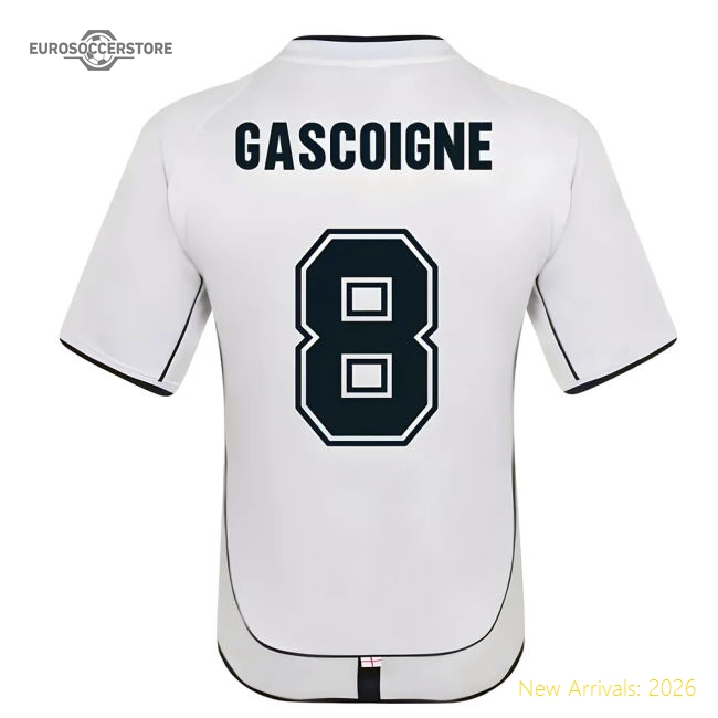 England 2002 Retro Football Shirt (GASCOIGNE 8)-Football Jersey Hub