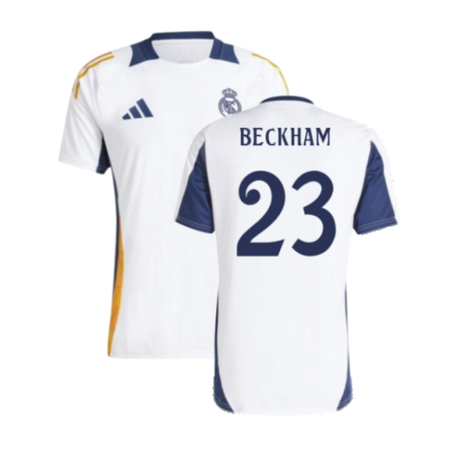 2024-2025 Real Madrid Training Tee (White) (Beckham 23)-Football Jersey Hub