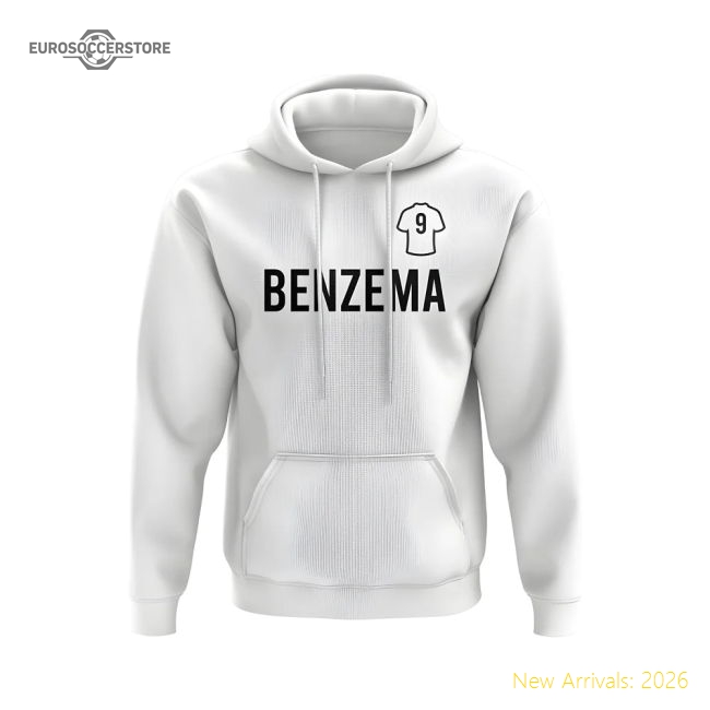 Karim Benzema Real Madrid Number Hoody (White)-Football Jersey Hub
