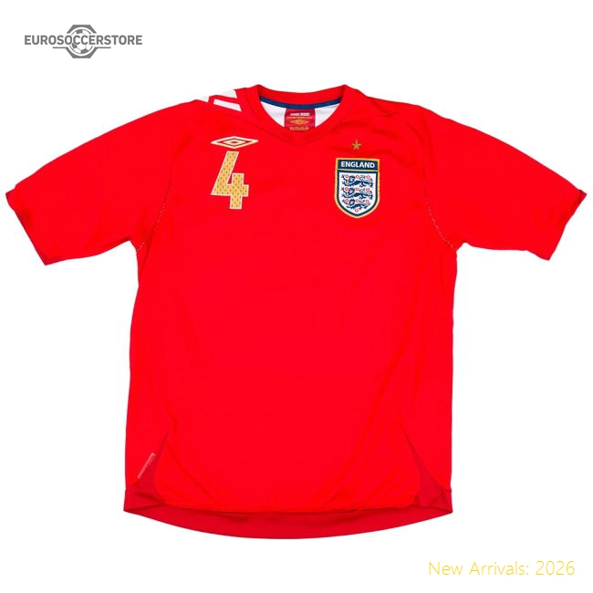 England 2006-08 Away Gerrard #4 (XXL) (Excellent)-Football Jersey Hub
