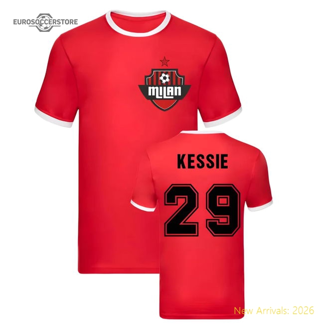 Franck Kessie Milan Ringer Tee (Red)-Football Jersey Hub